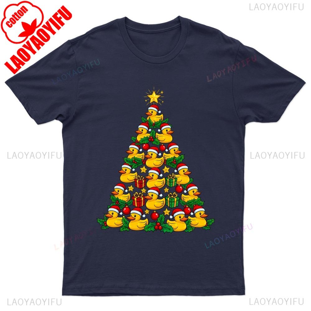 Rubber Ducks Christmas Tree TShirt Unisex Gift Retro Funny Christmas Ducks Graphic Shirt New Year Streetwear Gift Men Clothing