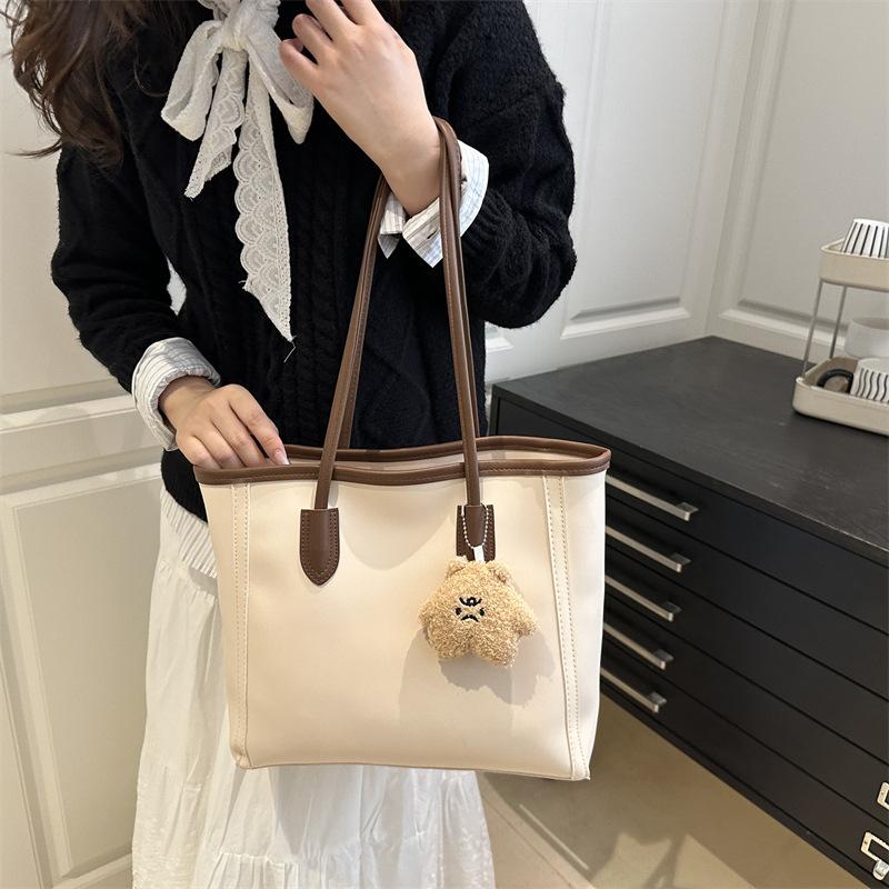 Simple Solid Color Armpit Bag for Women Large Capacity Vintage Style Shoulder Handbag