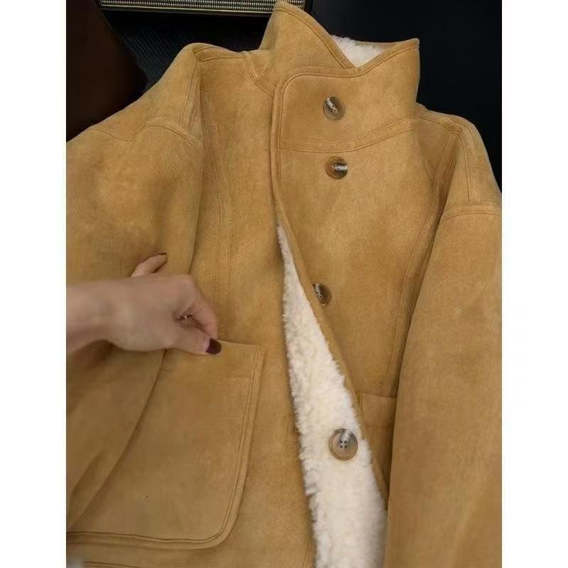 Retro Brown Fur Collar Wool Coat - 2025 Autumn/Winter Collection