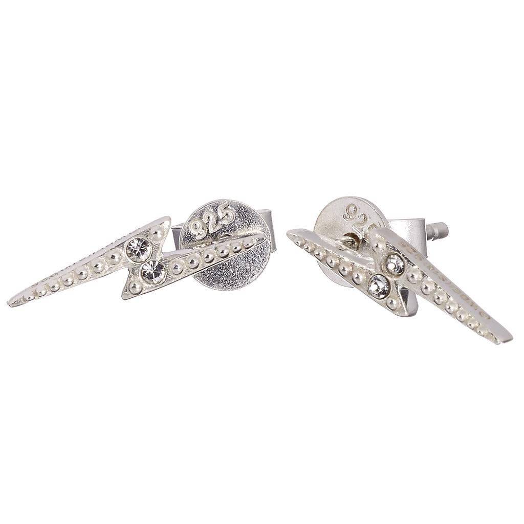 Harry Potter Sterling Silver Lightning Bolt Stud Earrings with Crystal Elements