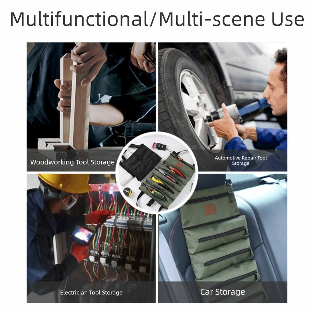 Oxford Cloth Roll Up Tool Bag Lightweight Tool Storage Bag Wrench Pouch  Space Saving