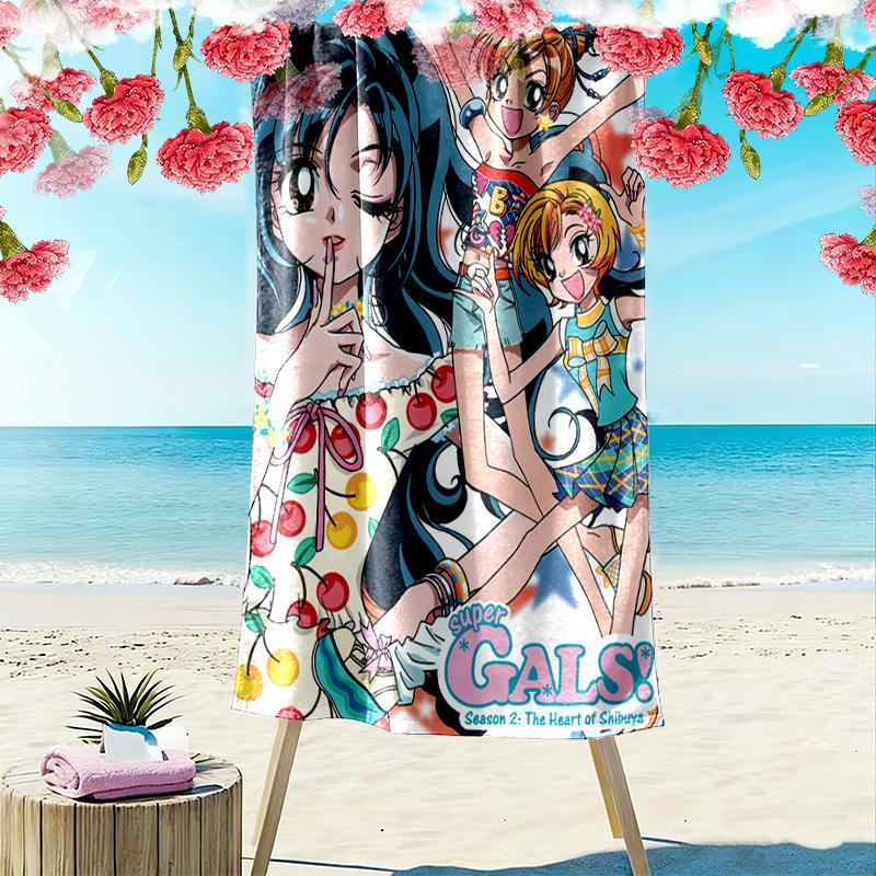 Super GALS 2D Flat Print Beach Towel, Large Soft Quick Dry Towel for Beach Camping SwimmingDSTJ0925206