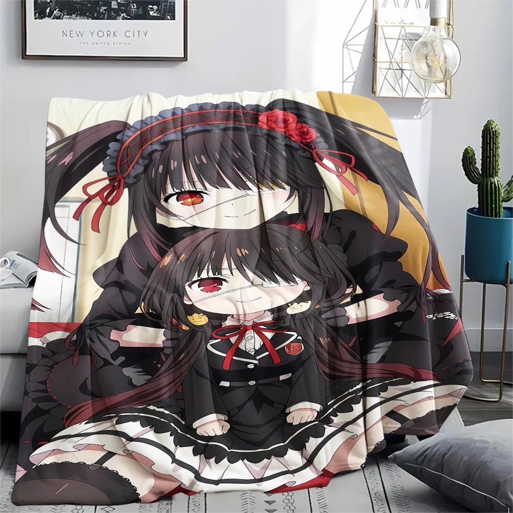 1PC Kurumi Print Flannel Blanket, High Quality All Seasons, Home Decor, Warmth and Comfort, Perfect for Christmas Gifts