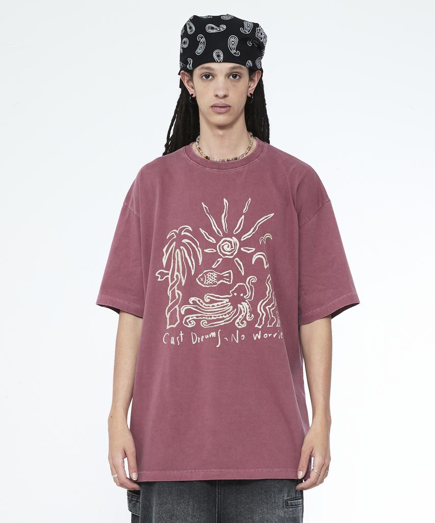 Sseleupe Cast Dream No Warris Pigment Short Sleeve T-Shirt Coral Pink