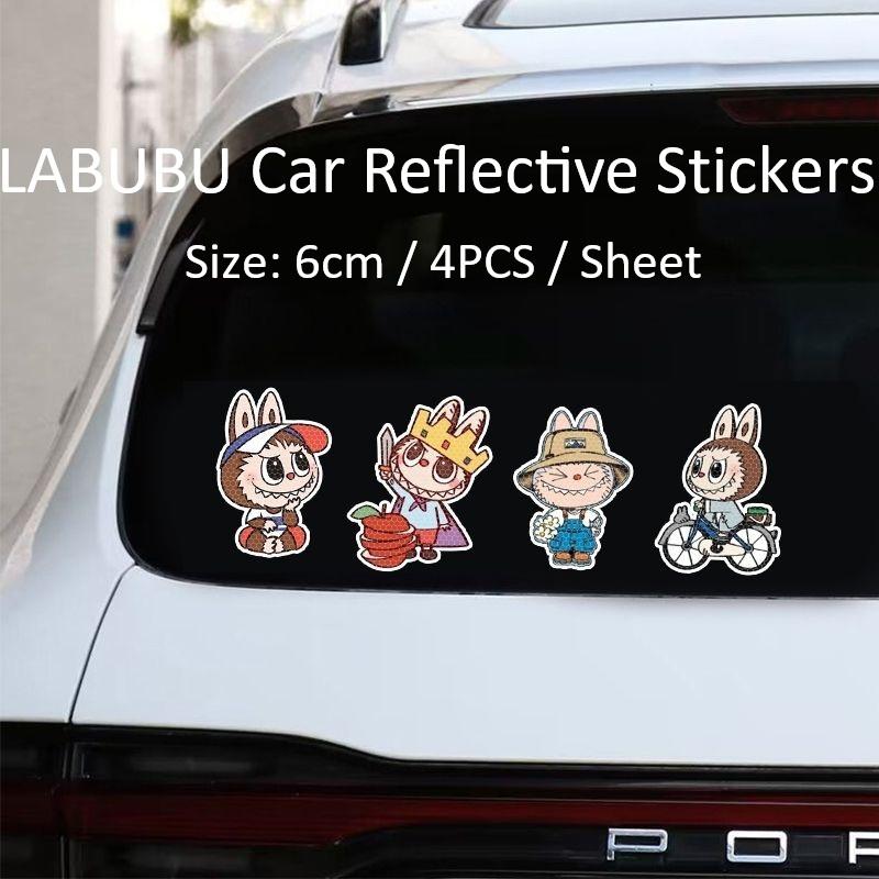 LABUBU Car Reflective Tape Film Car Body Stickers Cartoon Creative Personality Decoration Decals