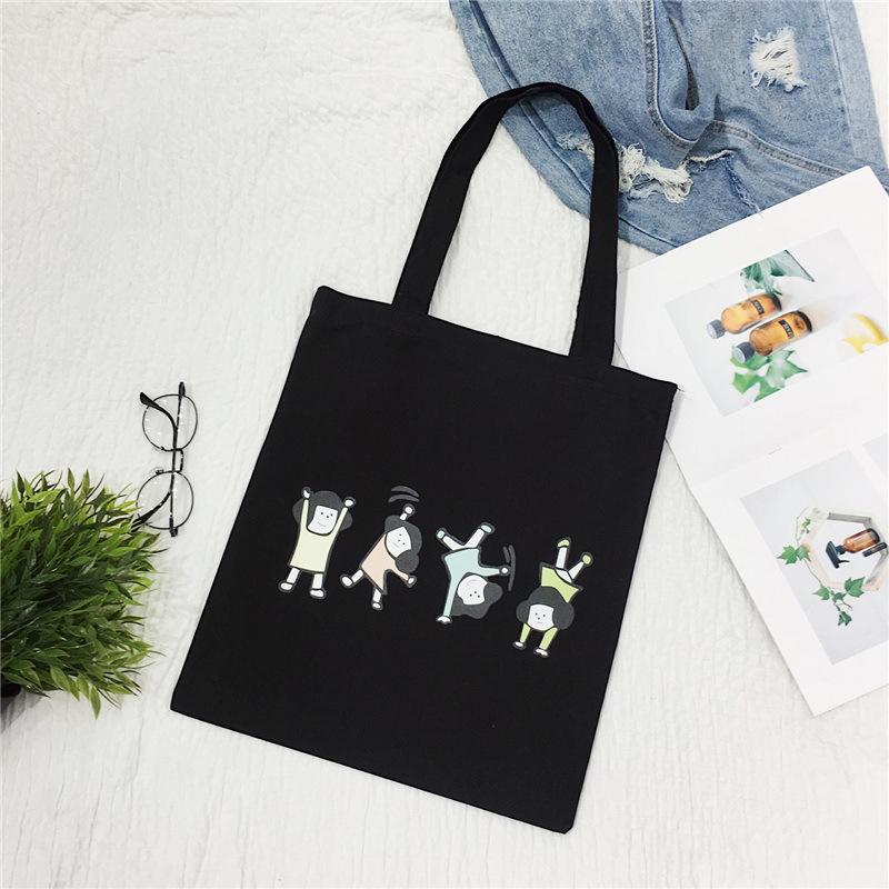 Cartoon canvas bag women's shoulder new student literary printed cloth bag handbag simple large-capacity shopping bag