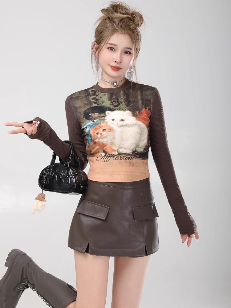 PU Leather Mini Shorts Skirts Women Sexy Hot All-match Autumn Winter Hip High Waist A-line Ins Nightclub Streetwear Female
