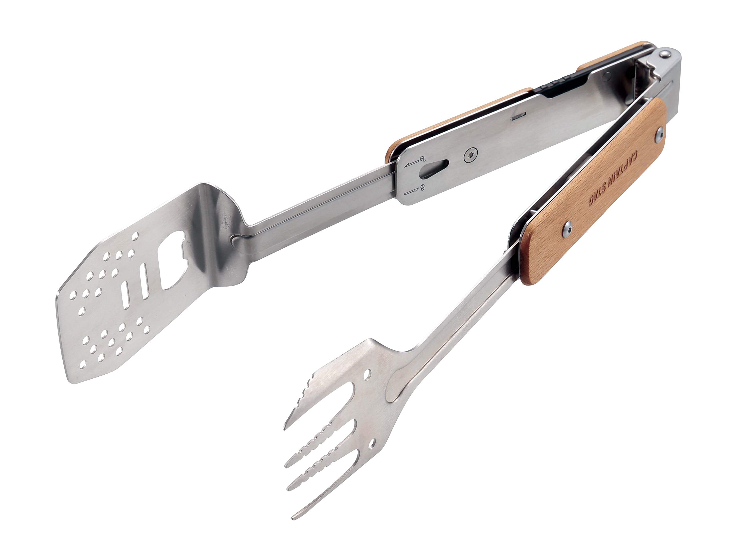 

Captain Stag BBQ Cooking 4 with Storage Case Silver Multi-Tool [Tongs/Fork/Turner/Bottle Opener] UG-3287