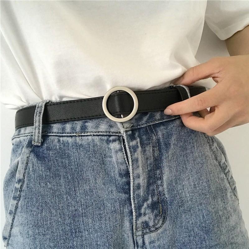 Black Pu Classic Belt For Women With Versatile No Hole Design Ideal For Any Attire Casual