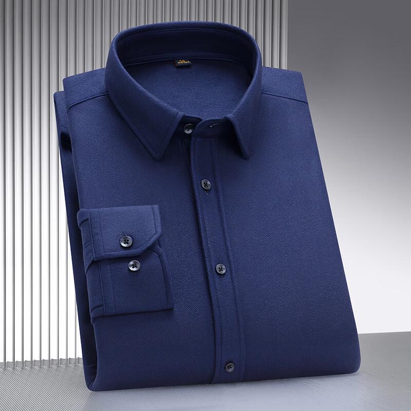 Men s Solid Color Plush-Lined Long-Sleeve Shirt 54