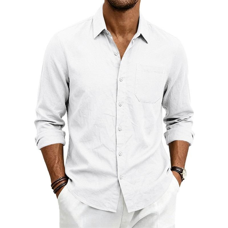 IHUASU men's Fashion Long Sleeve Autumn Winter POLO Neck Casual Blouses & Shirts Elegant