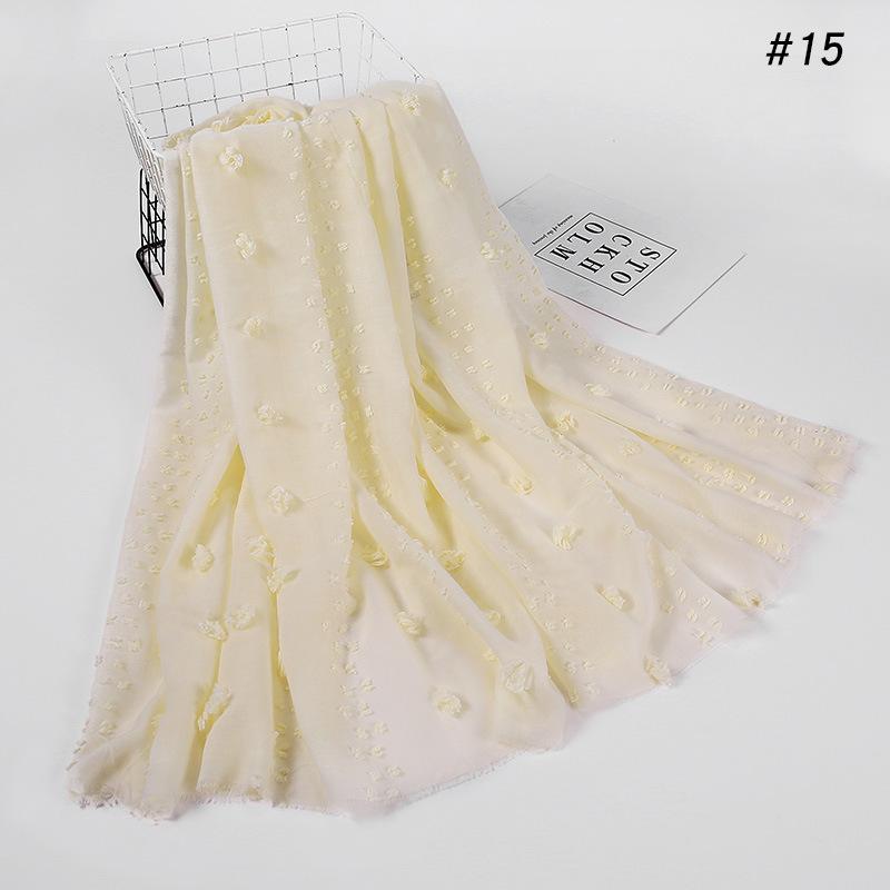 Flocked Bubble Chiffon Scarf Hijabs For Muslim Women Soild Color Breathable Islamic Headscarf Arab Head Scarves
