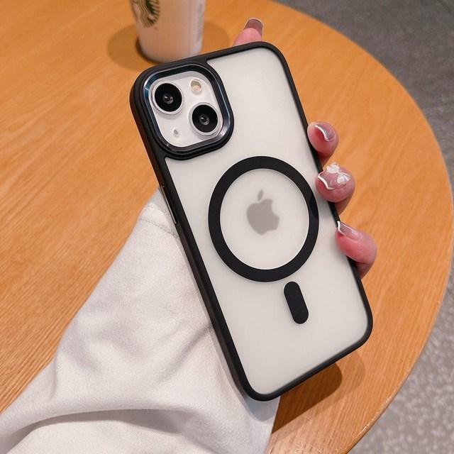 

Матовый чехол для телефона Magsafe с беспроводной зарядкой для Iphone 14 13 12 11 Pro Max, акриловая задняя крышка, силиконовая рамка, металлическая боковая клавиша для камеры For iPhone 14