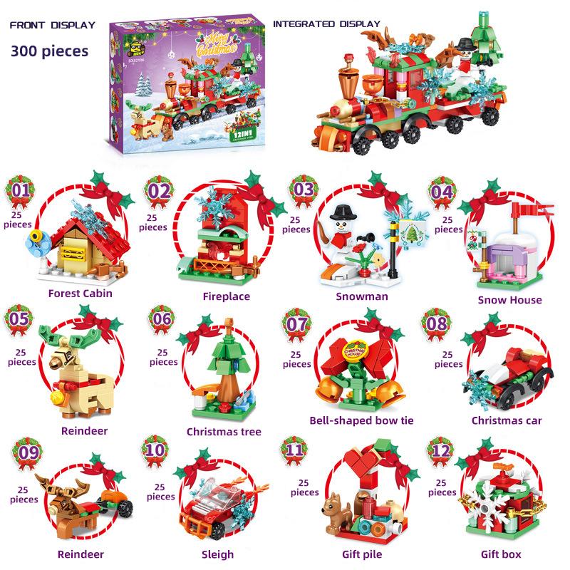 Non-Toxic Christmas Building Block Santa Claus Snowman Elk Tree Micro Brick Puzzle Assembly Model Home Decoration Party Gift Kid Toy