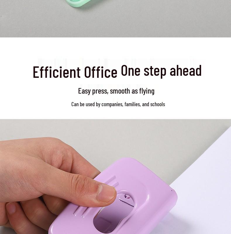 Effort-Saving Double-Hole Loose-Leaf Binder Punch with Ruler - Macaron Colors, Metal Office Tool