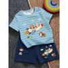 Jungen Freizeit Minimalistisches T-Shirt Set Geeignet Für Den Sommer Mit Cartoon Muster