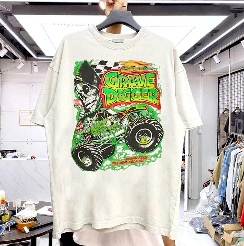 Grave Digger Monster Truck Gift For Fan White T Shirt Full Size S-5XL Unisex T-Shirt S