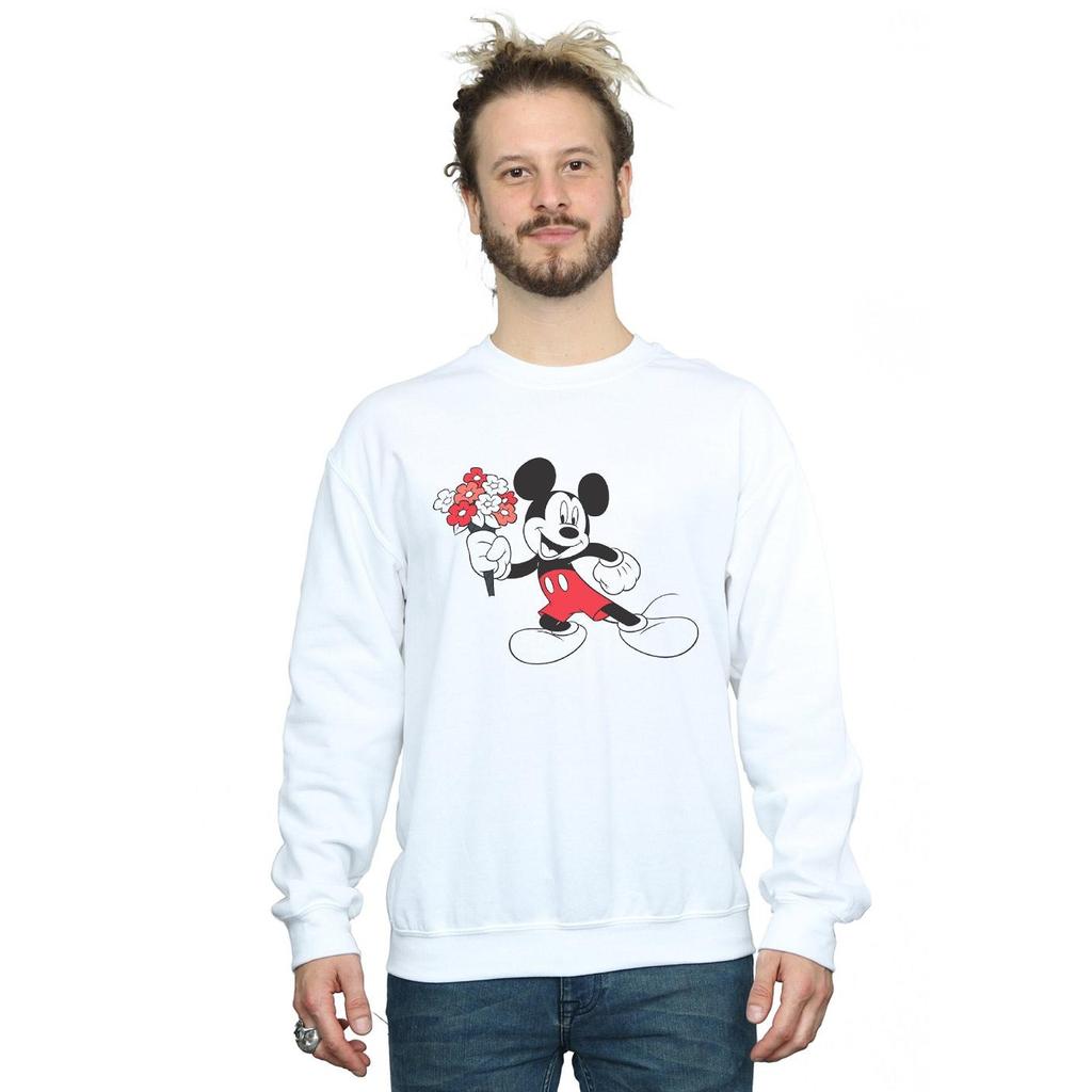 Disney Mens Mickey Mouse Flowers Sweatshirt