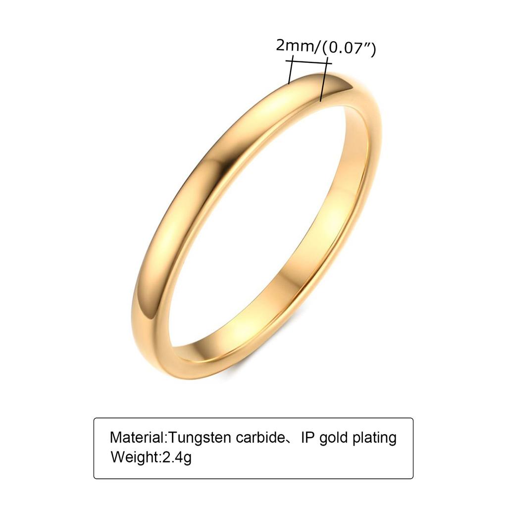 2mm Simple Tungsten Carbide Ring for Men Women,Scratch Resistant Plain Tungsten Steel Ring,Unisex Pinky Ring Wedding Ring Gift