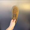 Men's Shoes Retro Frosted Leather Thick Soled Casual Brown Lace Up Trendy Fashionable Height Increasing Kangaroo Loafers