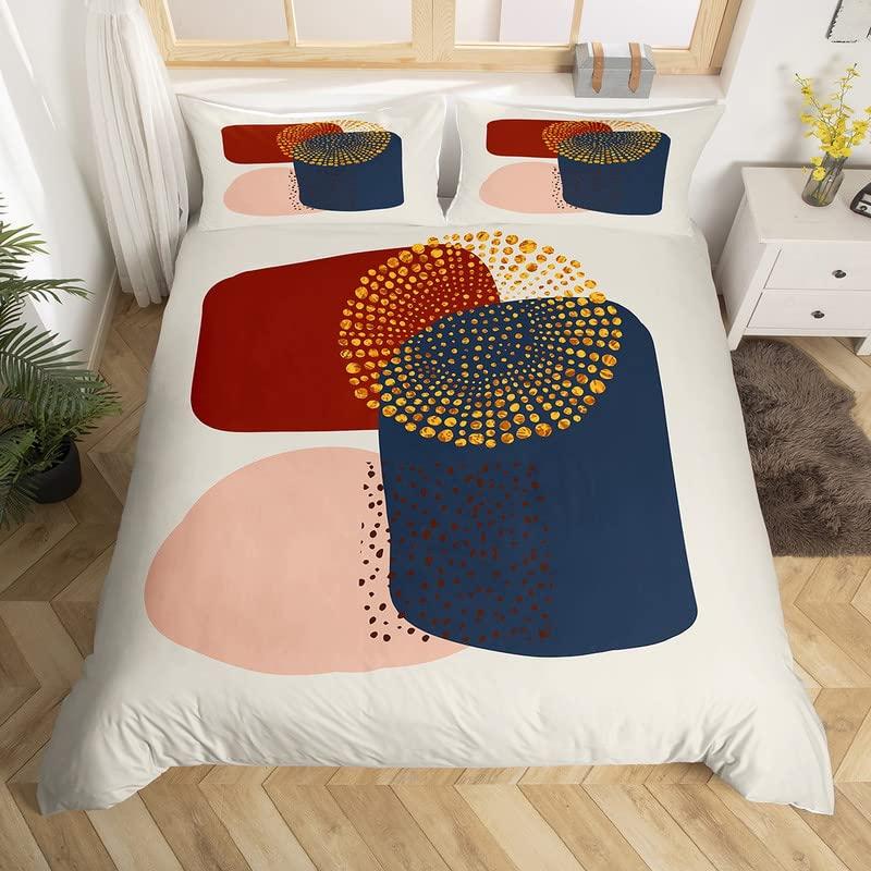 Floral Abstract Geometric King Duvet Cover Boho Exotic Bedding Set Colorful Retro Flower Comforter Cover Polyester Quilt Cover