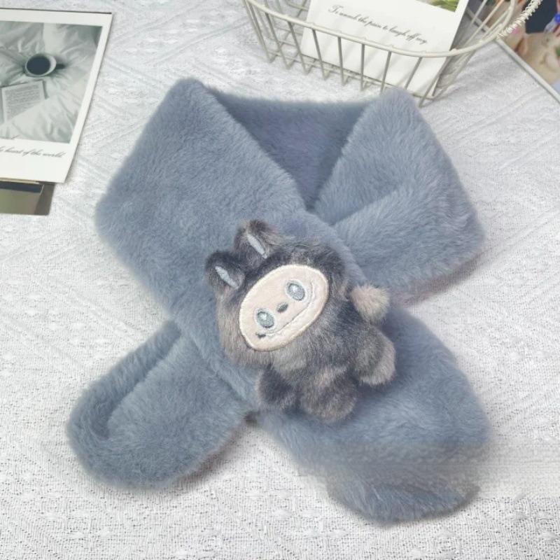 Cartoon Colorful Scarf Autumn and Winter Plush Baby Scarf Parent-child Imitation Rabbit Fur Children's Scarf