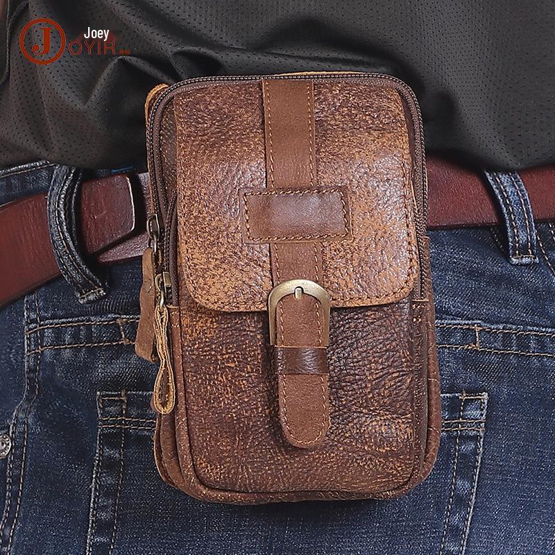 Retro Men's Genuine Leather Multi-functional Outdoor Waist Bag
