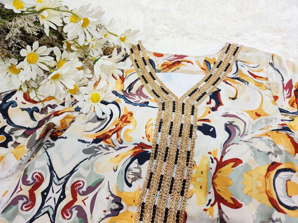 AB105-B Jesienno-zimowa abaja matka-córka: Strój dla rodziny z Bliskiego Wschodu i Zachodu z rozmiarami dla starszych dzieci.