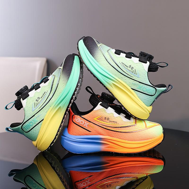 Kids Lightweight Running Shoes Boys Girls Mesh Sneakers With Rotating Hook-and-Loop