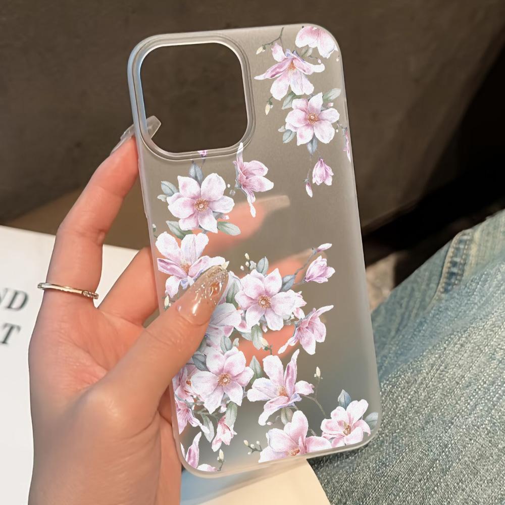 Soft TPU Transparent Flower  Phone Case for iPhone 11 Funda iPhone 13 14 15 Pro Max Plus 12 Mini 13pro 15pro 14pro Matte Covers