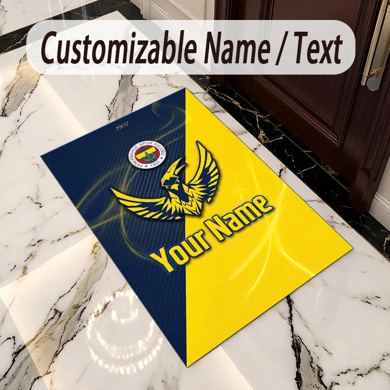 Crystal Velvet Rug Fenerbahçe FC Print Custom Name Text Floor Mat Home Decor