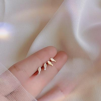 Mini Invisible Stud Earrings, Small and Cute Fish Earrings, Personalized Simple Student Ear Jewelry