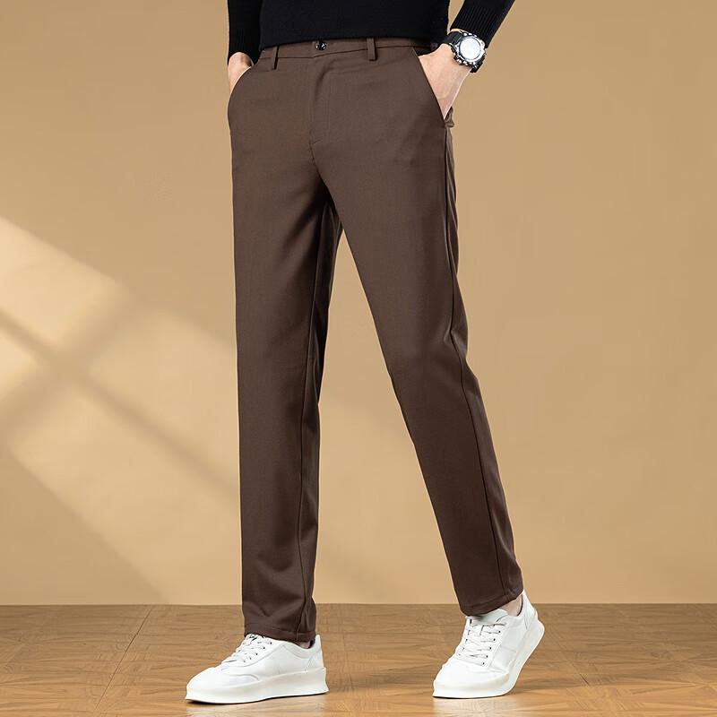 

FAPAI Men s Tencel Wool Blend Easy-Care Straight-Leg Casual Pants 30