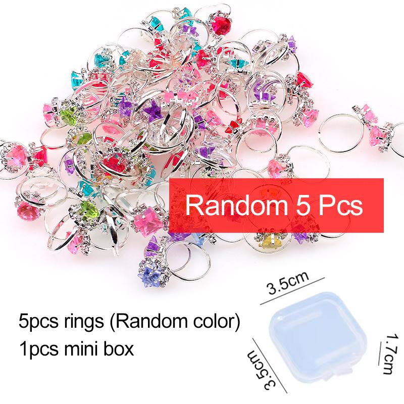 Imitation Diamond Rings Toys Adjustable Rings for Pretend Play Makeup Toys for Girls Crystal Jewelry Alloy Rings Gifts for Girls