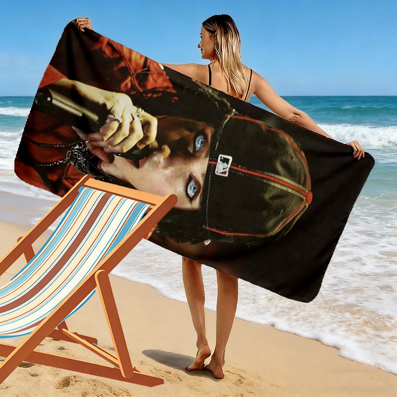 Asciugamano da Spiaggia con Stampa Billie Eilish, Asciugamano Grande Morbido ad Asciugatura Rapida per Spiaggia Campeggio Nuoto