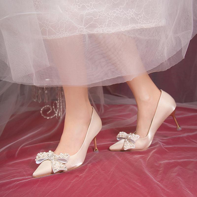 Bridal Wedding Shoes Women's 2025 New Models Are Beautiful and Not Tired, Red High Heels, Advanced Wedding Toast Chinese Xiuhe Shoes