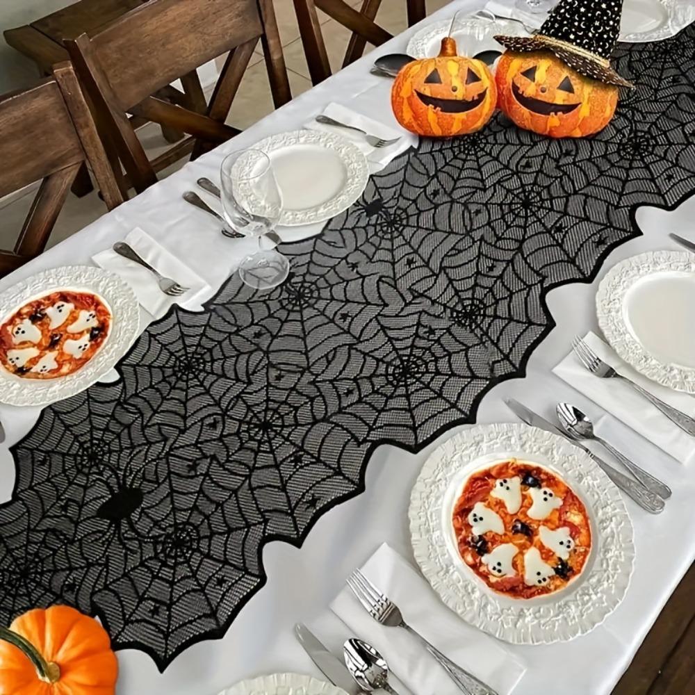 Mesh Gothic Lace Tablecloth Translucent Halloween Table Decoration  Restaurant