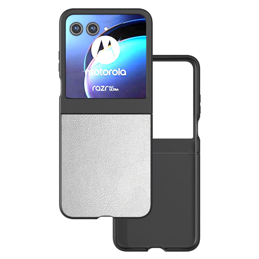 For Motorola Razr 50 5G Case Black Edge PU Leather Coated PC Phone Cover