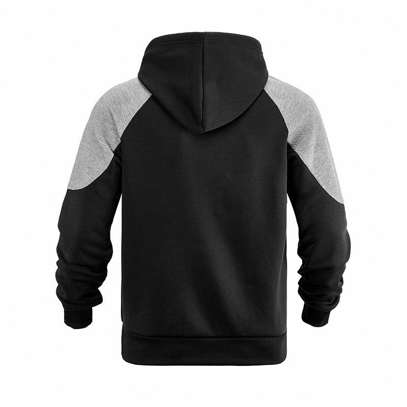 Men's Color Block Raglan Hoodie, Contrast Spliced Textured Long Sleeve Drawstring Pullover Hooded Sweatshirt with Kangaroo Pocket