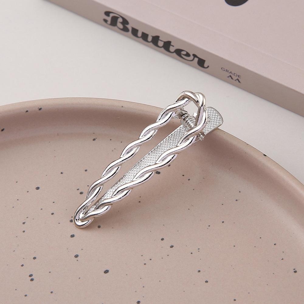 3pcs Metal Cutout Hair Clip Duck Beak Clip Square Clip Pearl Clip Diy Hair Accessories