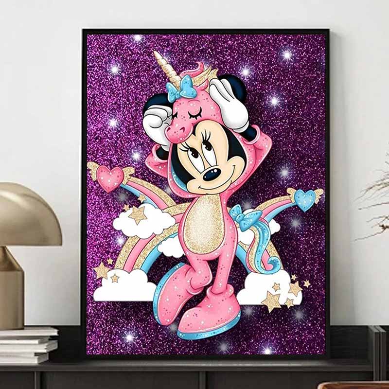 Disney Diamond Painting Minnie Mouse Pajamas Dreamy and Healing Illustration Mosaic Embroidery Diamond Painting Cross stitch Home Decoration 5D DIY