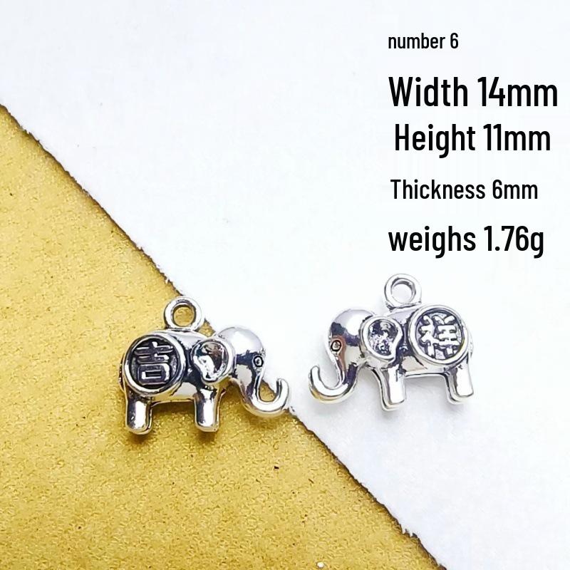 Tibetan Silver Ethnic Bracelet with Thai Elephant Pendant and Vintage Alloy Charms