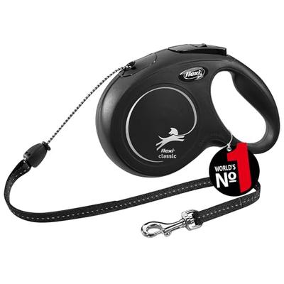 Flexi New Classic Cord Medium (Under 20kg), 8m, Black [Dog Leash]