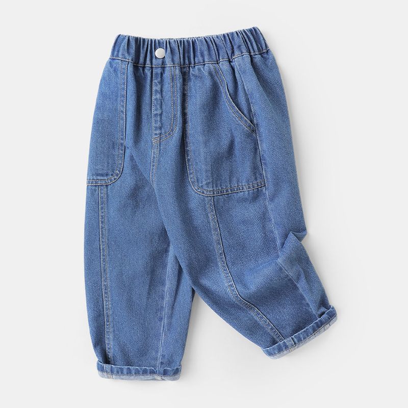 [Spring 2025 New Collection] Boys  Jeans Long Pants Spring Children s Clothing New Spring Style Toddler Spring U15784 Denim medium blue 90cm