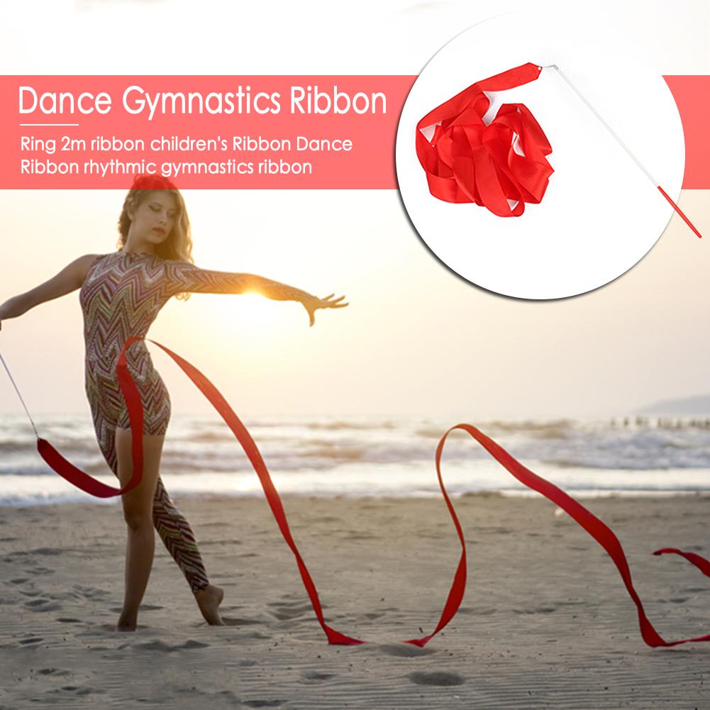 Children Fitness and Dance Ribbons 2m Long Bright Color Gymnastics Ribbons for Kids Exercise Practice and Performance Use