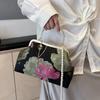 Women's Silk Tote Shoulder Bag with Chain Embroidered Chinese Cheongsam Daily Use Fashion
