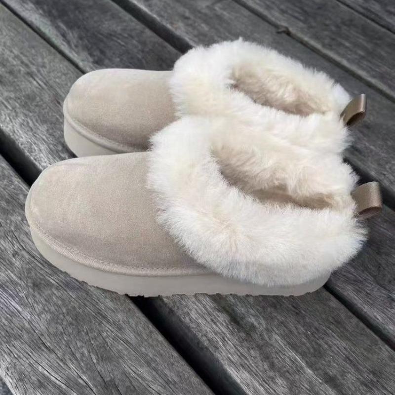 Fashion Sleeve Snow Boots Winter New Round Toe Suede Platform Plush Warm Non-Slip Naked Boots