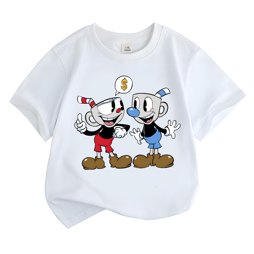 Cuphead 2026 NEW Cartoon T-shirt Boys Girls Kids Clothing Tops Streetwear Manga/Comic Short Sleeves Sports Fashion Tees Toddler