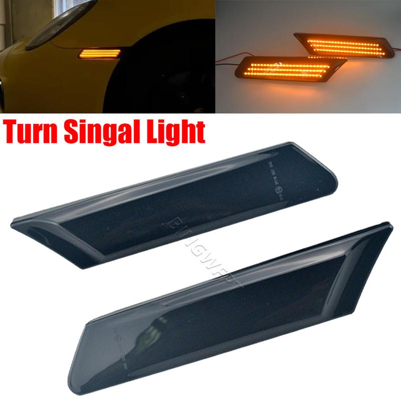 Left+Right For Porsche Boxster 987 (Spyder) Cayman 987 (Sport) 2005-2013 LED Amber Side Marker Turn Signal Light