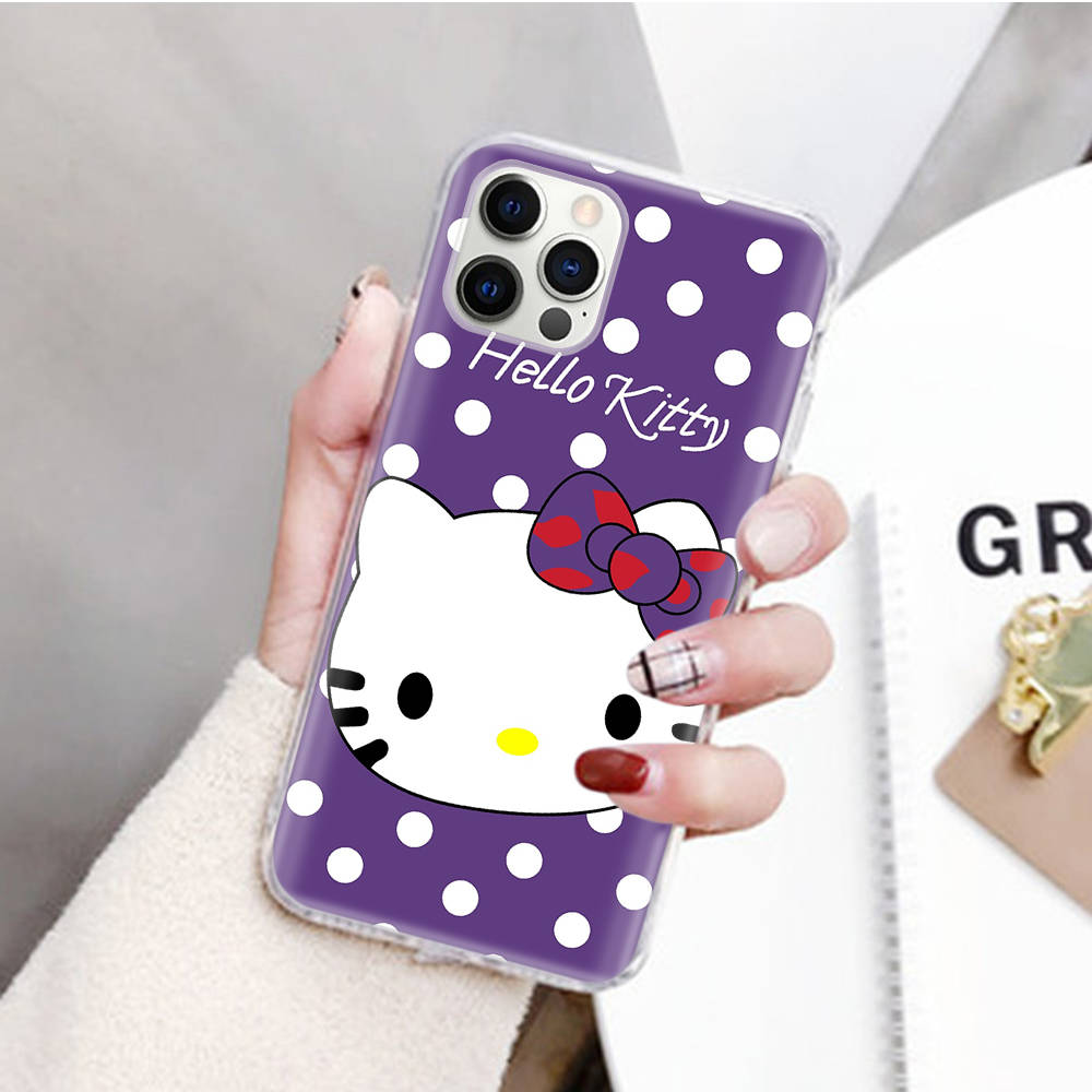 JZ23 Hello Kitty Transparent Case for Samsung A04 A14 A23 M33 M53 Realme 10 9 C35 C55 VIVO Y02 X80 Infinix Hot 30 Note 11 Tecno Spark 8P Pro